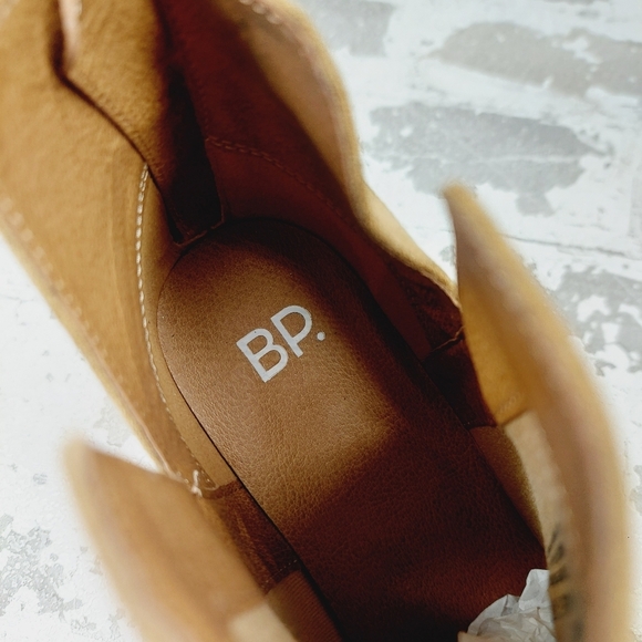 New BP Brynne Beige Fabric Upper Pointed Toe Block Heel Ankle Boots H886 - Picture 9 of 11
